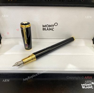 Copy Montblanc Ingrid Bergman La Donna Fountain Precious Resin Gold-coated